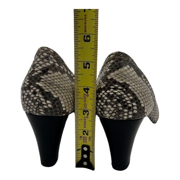 AGL Pumps Shoes Women's 39.5 Multi-Color Almond Toe Snakeskin Embossed Leather - Picture 11 of 12